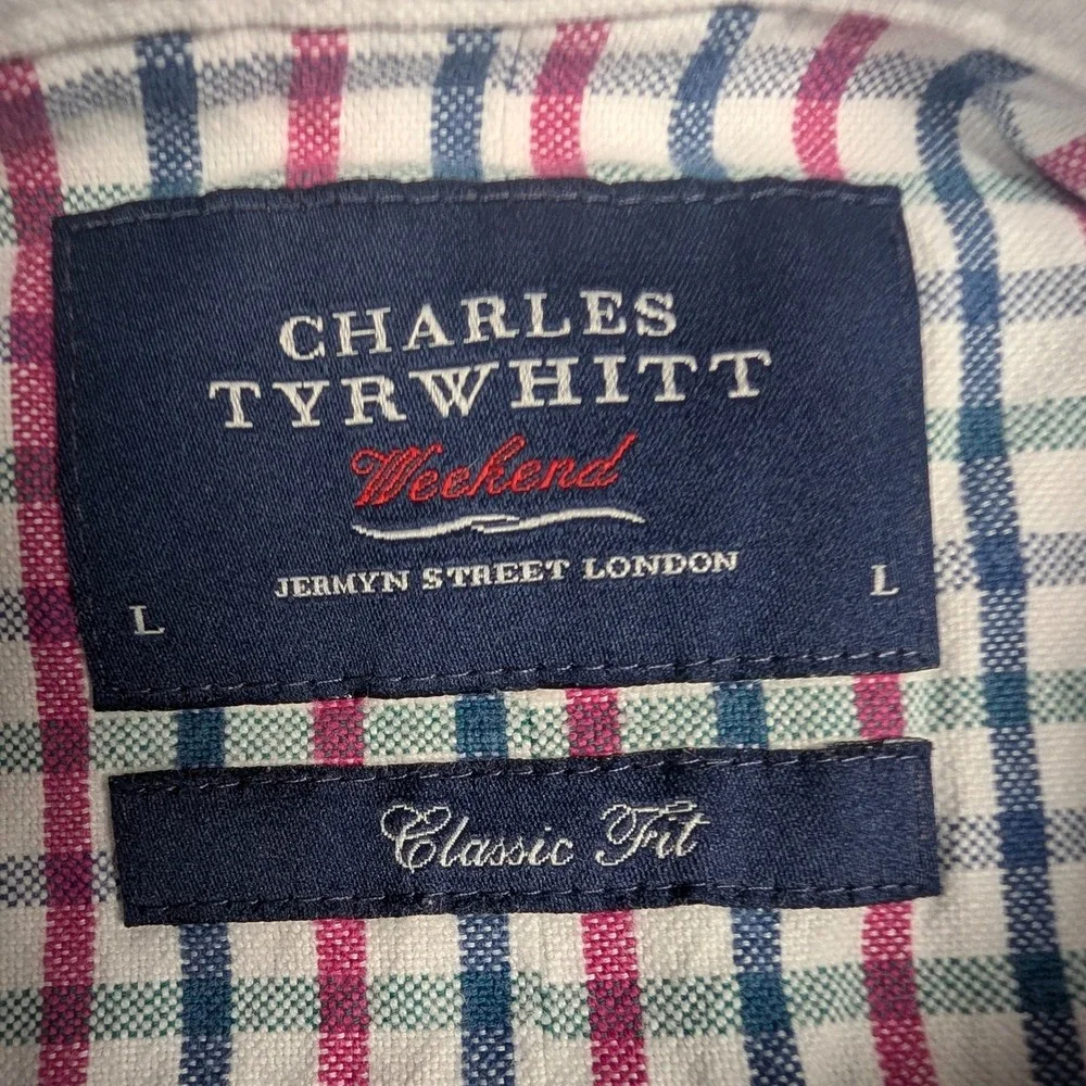 Charles Tyrwhitt Shirt Mens L Classic Fit Multi Color Check LS Button Oxford
